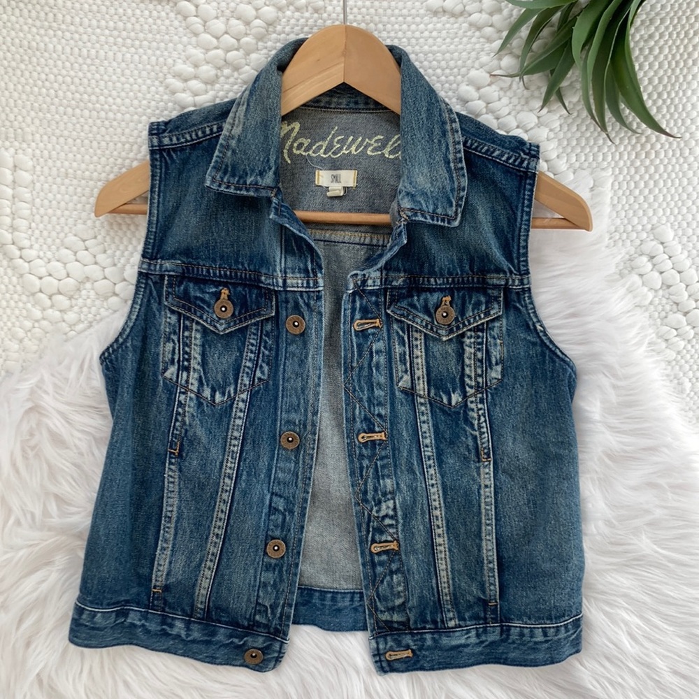 Madewell Denim Button Front Vest Storm Cloud Wash size S
